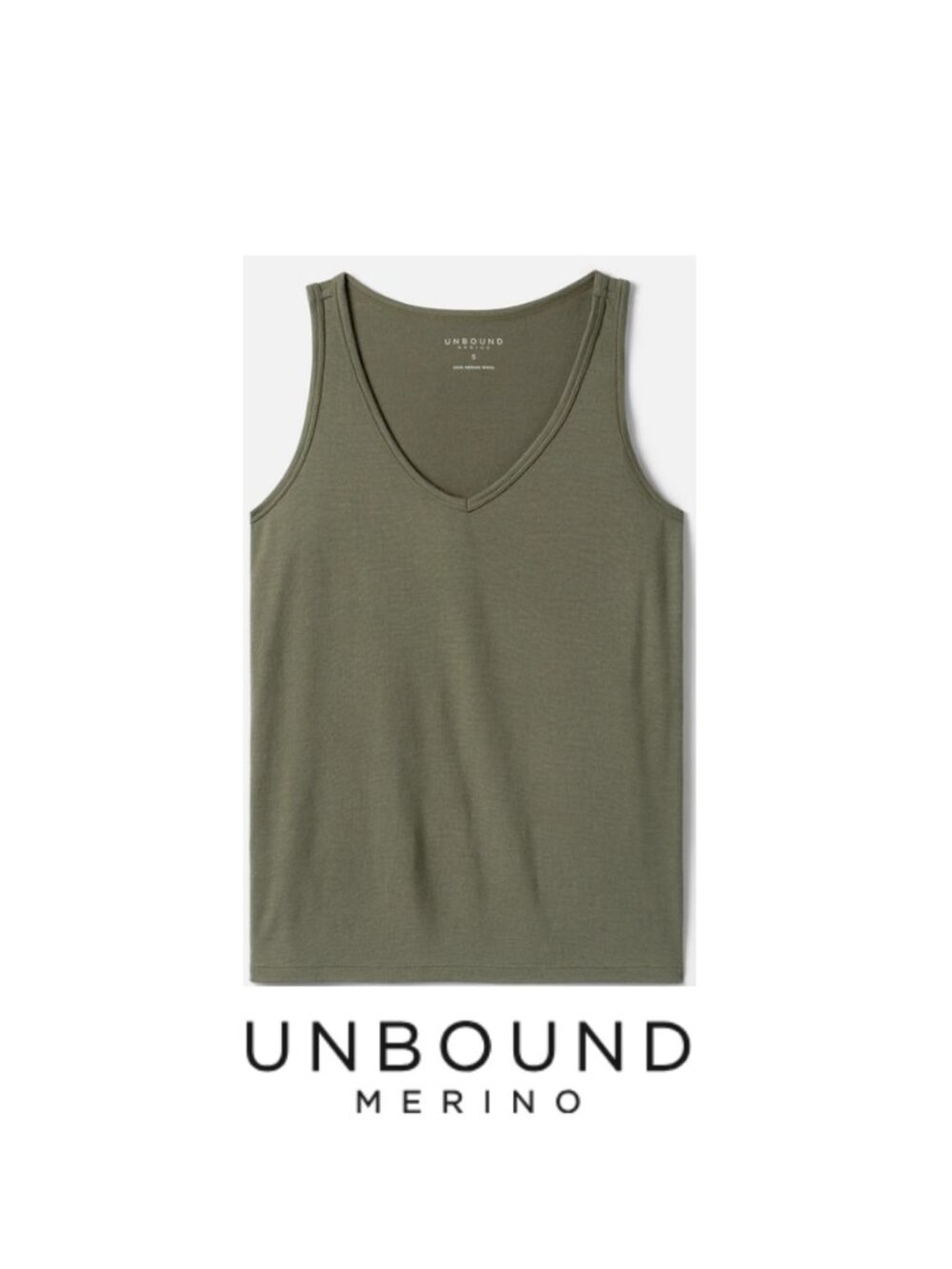Unbound Merino Relaxed Merino V‑Neck Tank - L Dark Olive